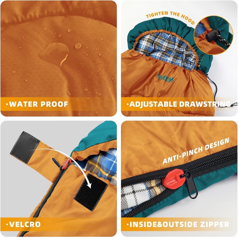 Kanyak Camping Sleeping Bag, 32℉ Sleeping Bags for Adults Kids Teens Cold Weather Warm Sleeping Bag Winter for 3-4 Season Camping, Camping Gear Equipment, Traveling, and Outdoors - Image 3